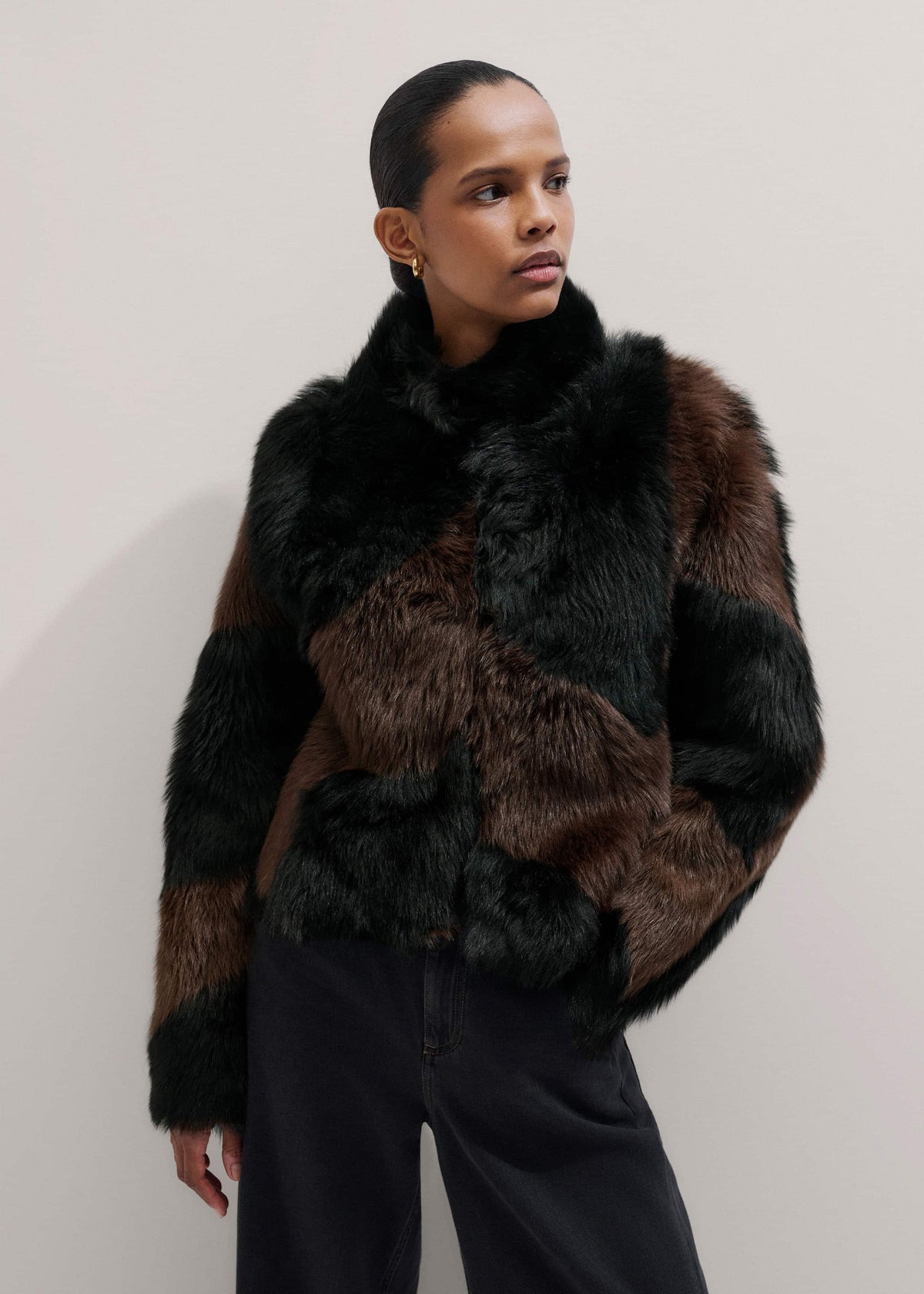 ME+EM Clothing Brown Luxe Patchwork Coat
