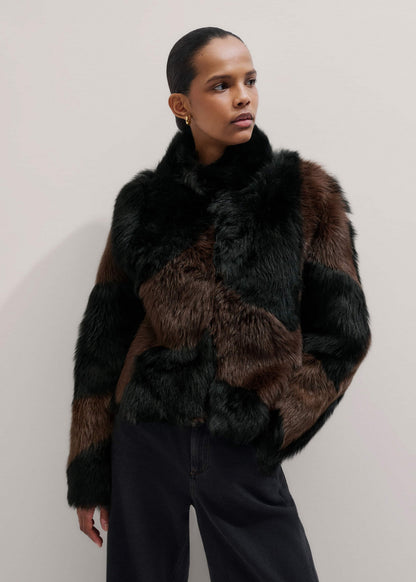 ME+EM Clothing Brown Luxe Patchwork Coat
