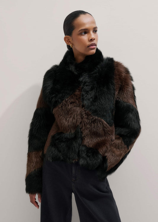 ME+EM Clothing Brown Luxe Patchwork Coat
