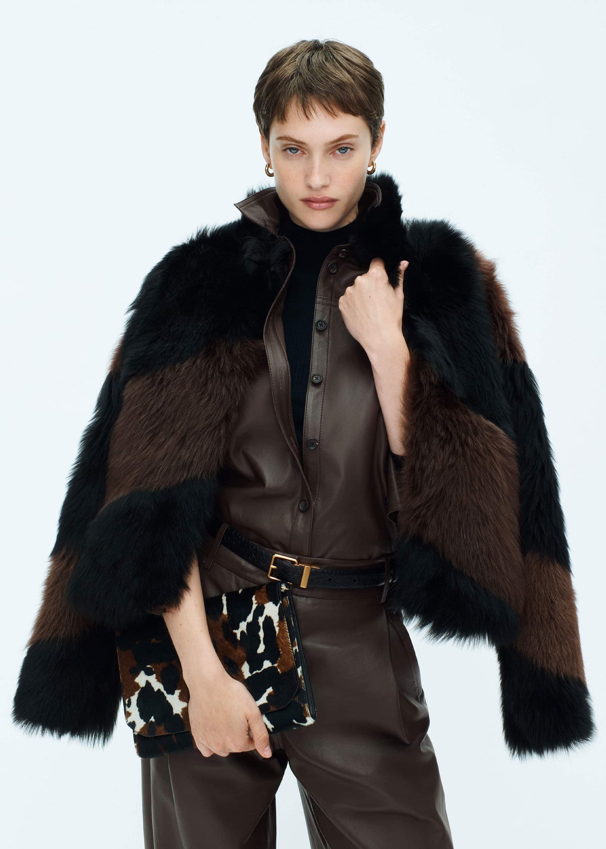 ME+EM Clothing Brown Luxe Patchwork Coat