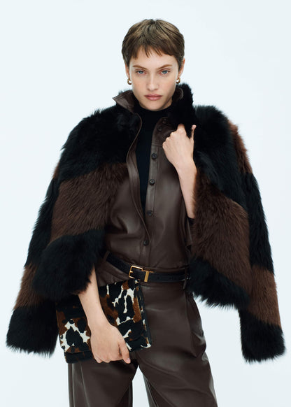ME+EM Clothing Brown Luxe Patchwork Coat