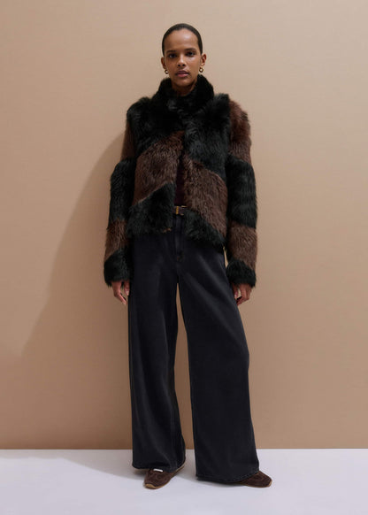 ME+EM Clothing Brown Luxe Patchwork Coat