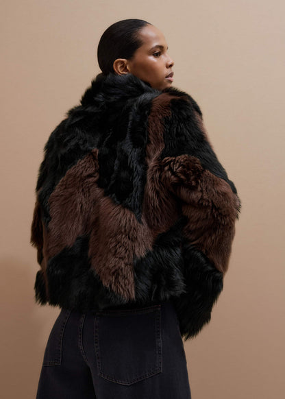 ME+EM Clothing Brown Luxe Patchwork Coat