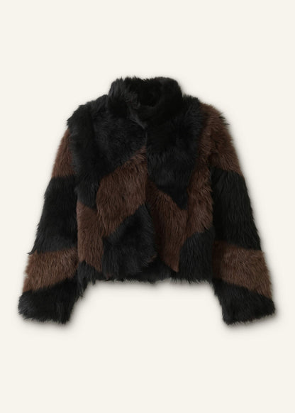 ME+EM Clothing Brown Luxe Patchwork Coat