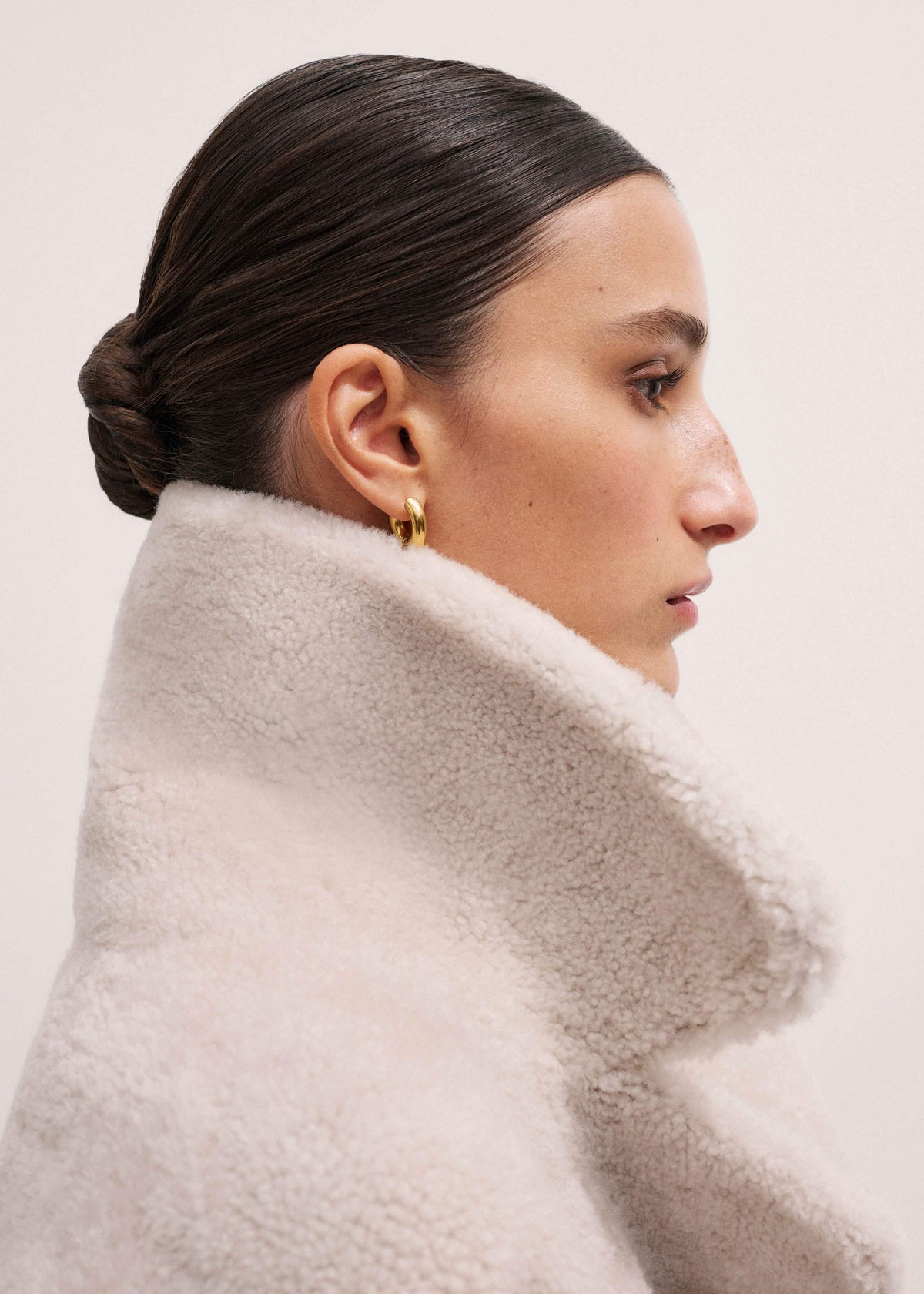 ME+EM Clothing Cream Reversible Shearling Coat + Belt
