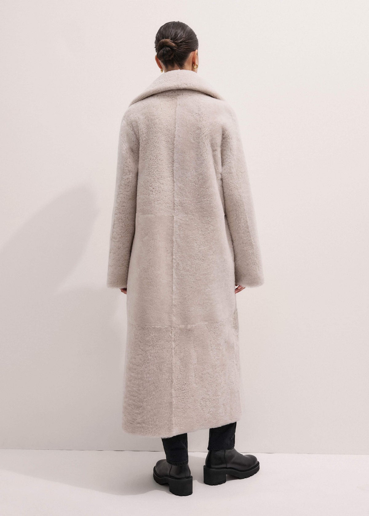 ME+EM Clothing Cream Reversible Shearling Coat + Belt