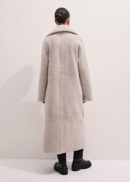 ME+EM Clothing Cream Reversible Shearling Coat + Belt