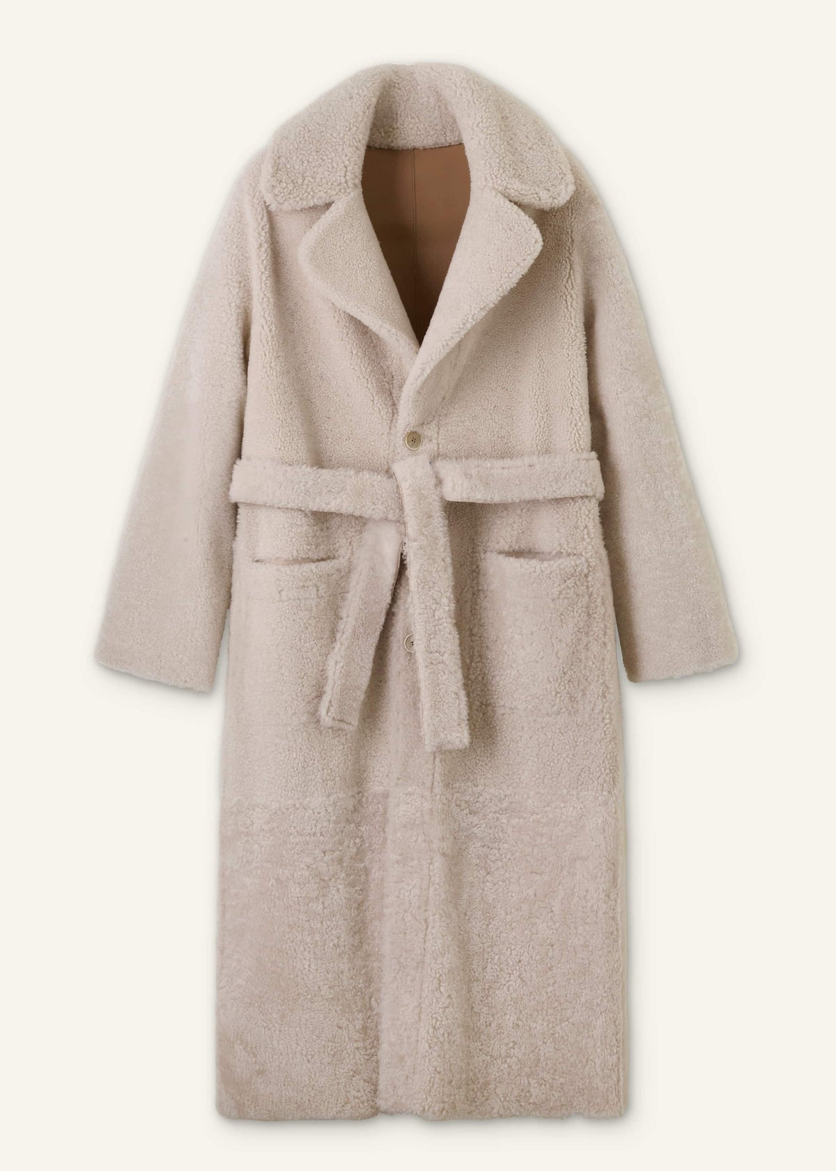 ME+EM Clothing Cream Reversible Shearling Coat + Belt