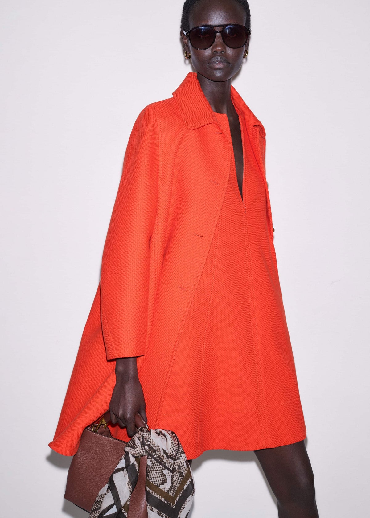ME+EM Clothing Orange Sculptural Sleeve Swing Coat