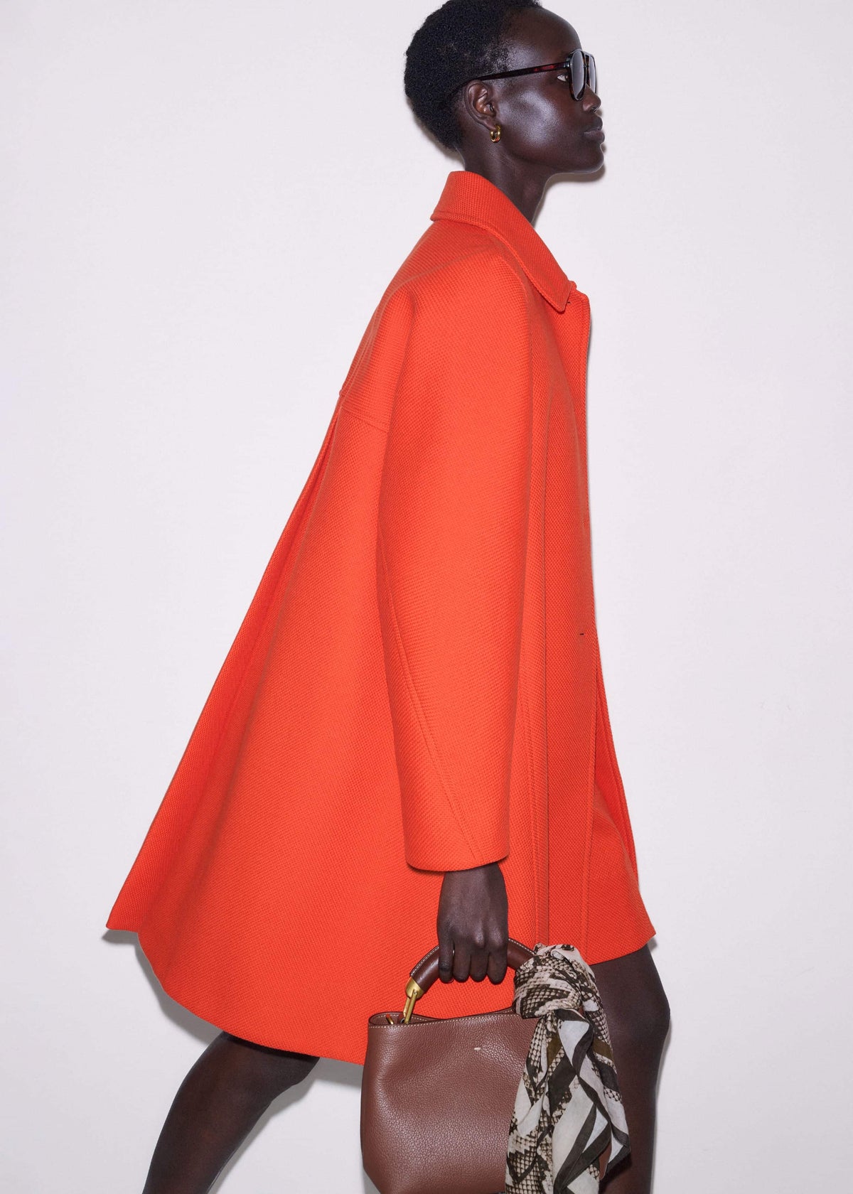 ME+EM Clothing Orange Sculptural Sleeve Swing Coat