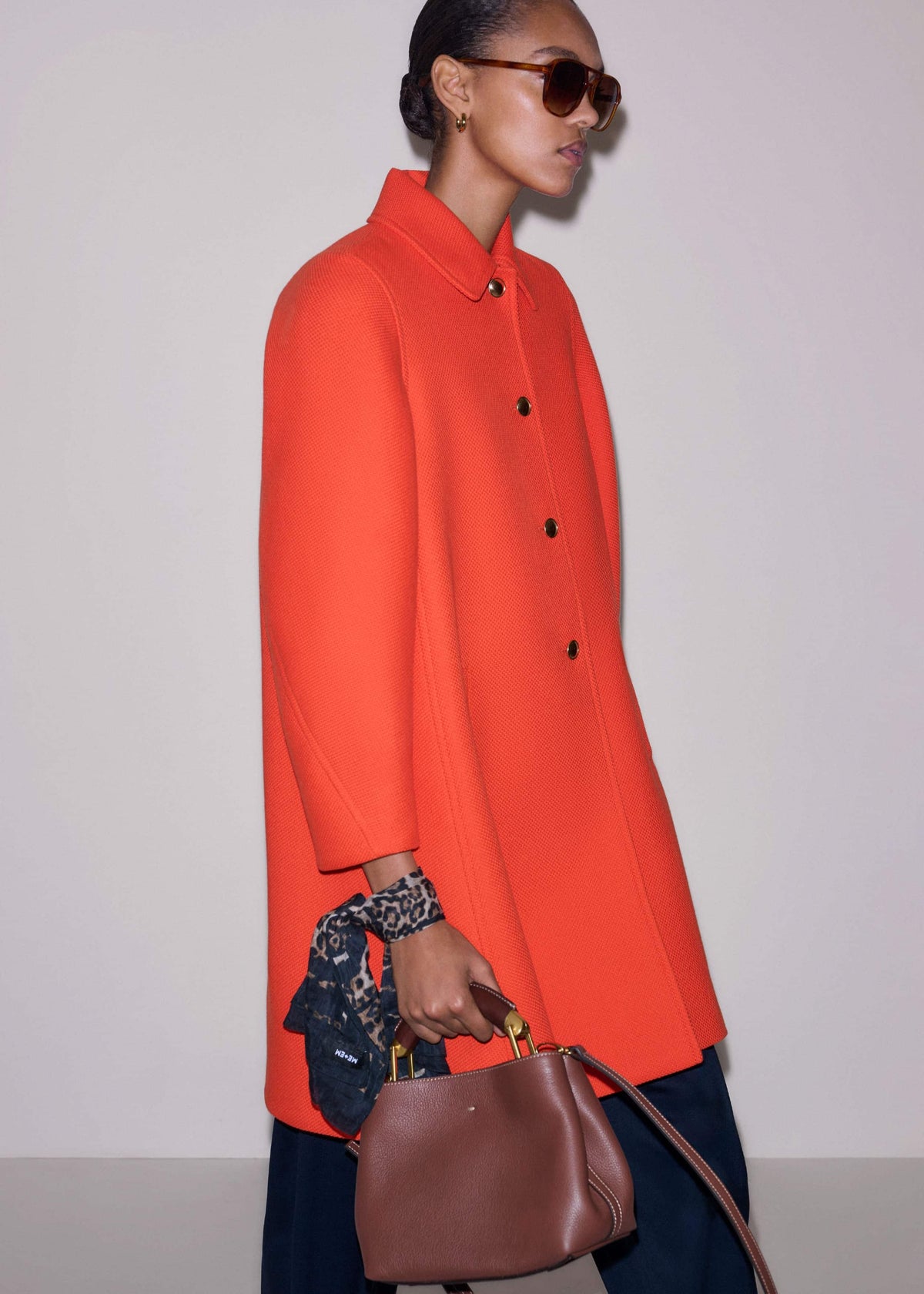ME+EM Clothing Orange Sculptural Sleeve Swing Coat