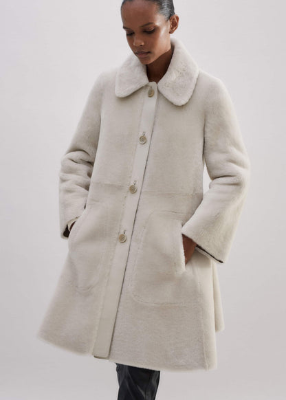 ME+EM Clothing Natural Luxe Shearling Leather-Mix Swing Coat