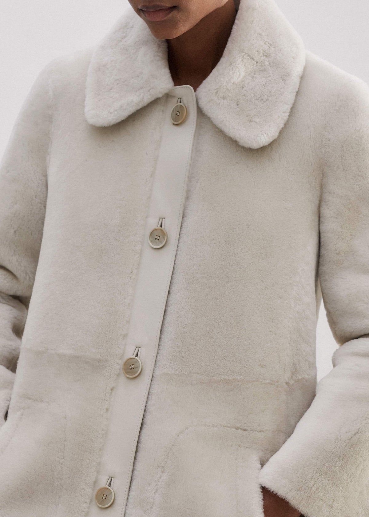 ME+EM Clothing Natural Luxe Shearling Leather-Mix Swing Coat
