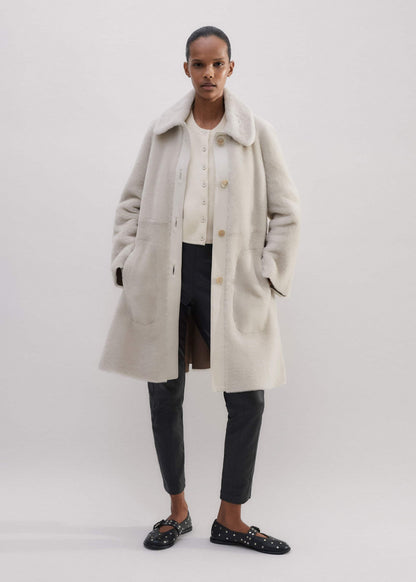 ME+EM Clothing Natural Luxe Shearling Leather-Mix Swing Coat