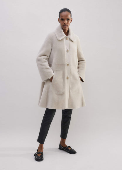 ME+EM Clothing Natural Luxe Shearling Leather-Mix Swing Coat
