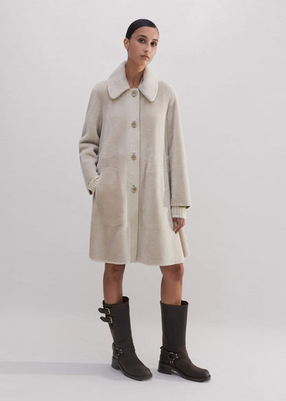 ME+EM Clothing Natural Luxe Shearling Leather-Mix Swing Coat