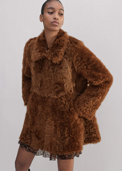 ME+EM Clothing Brown Luxe Shearling Swing Coat