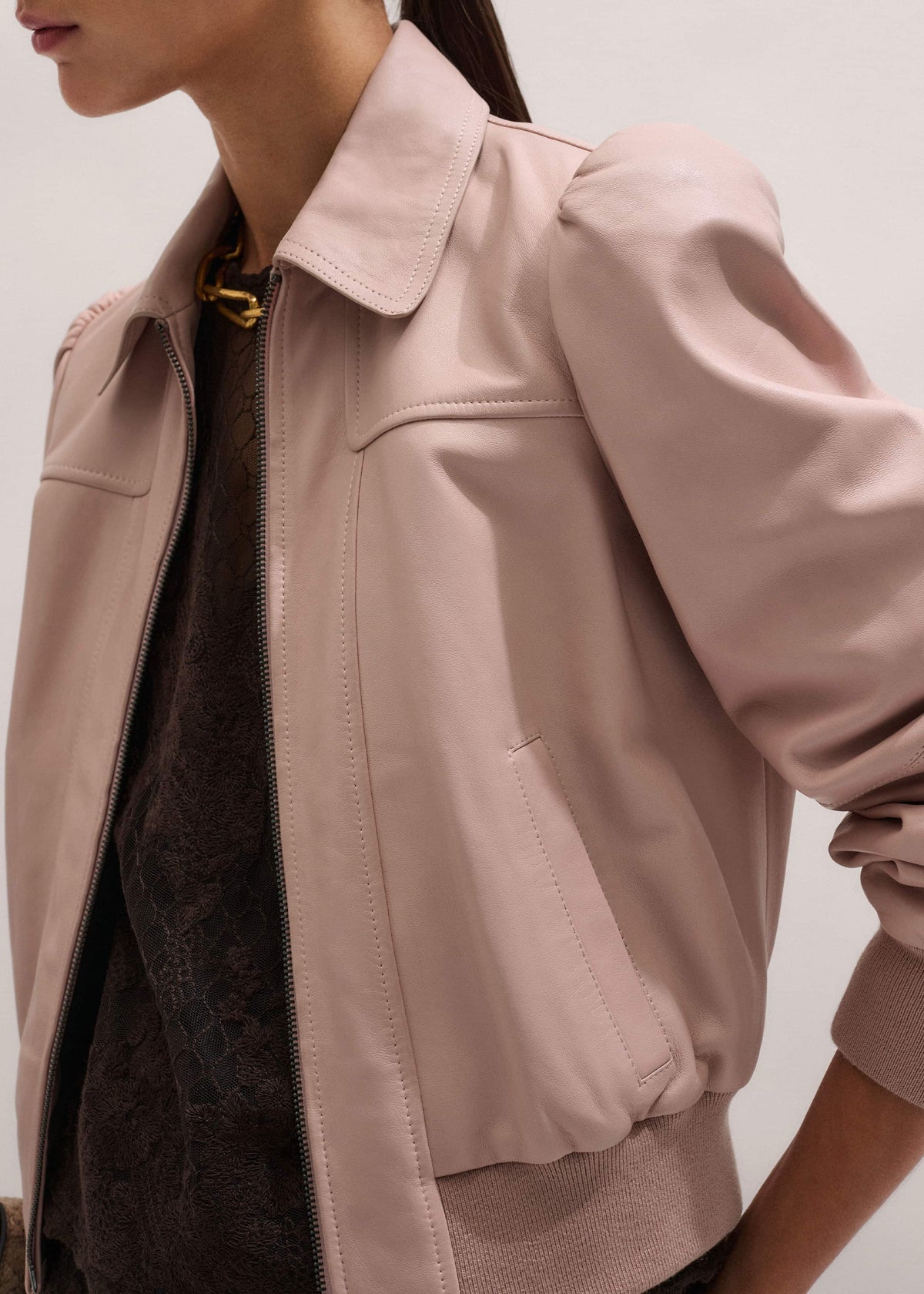 ME+EM Clothing Pink Luxe Feminine Bomber Jacket