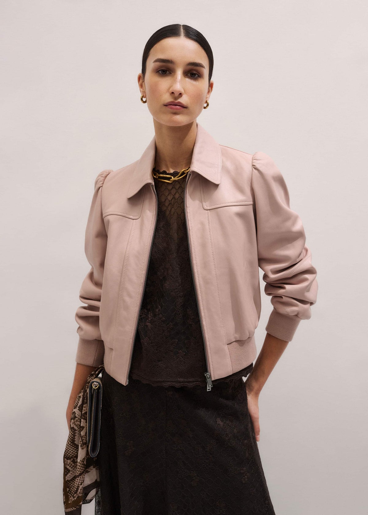 ME+EM Clothing Pink Luxe Feminine Bomber Jacket