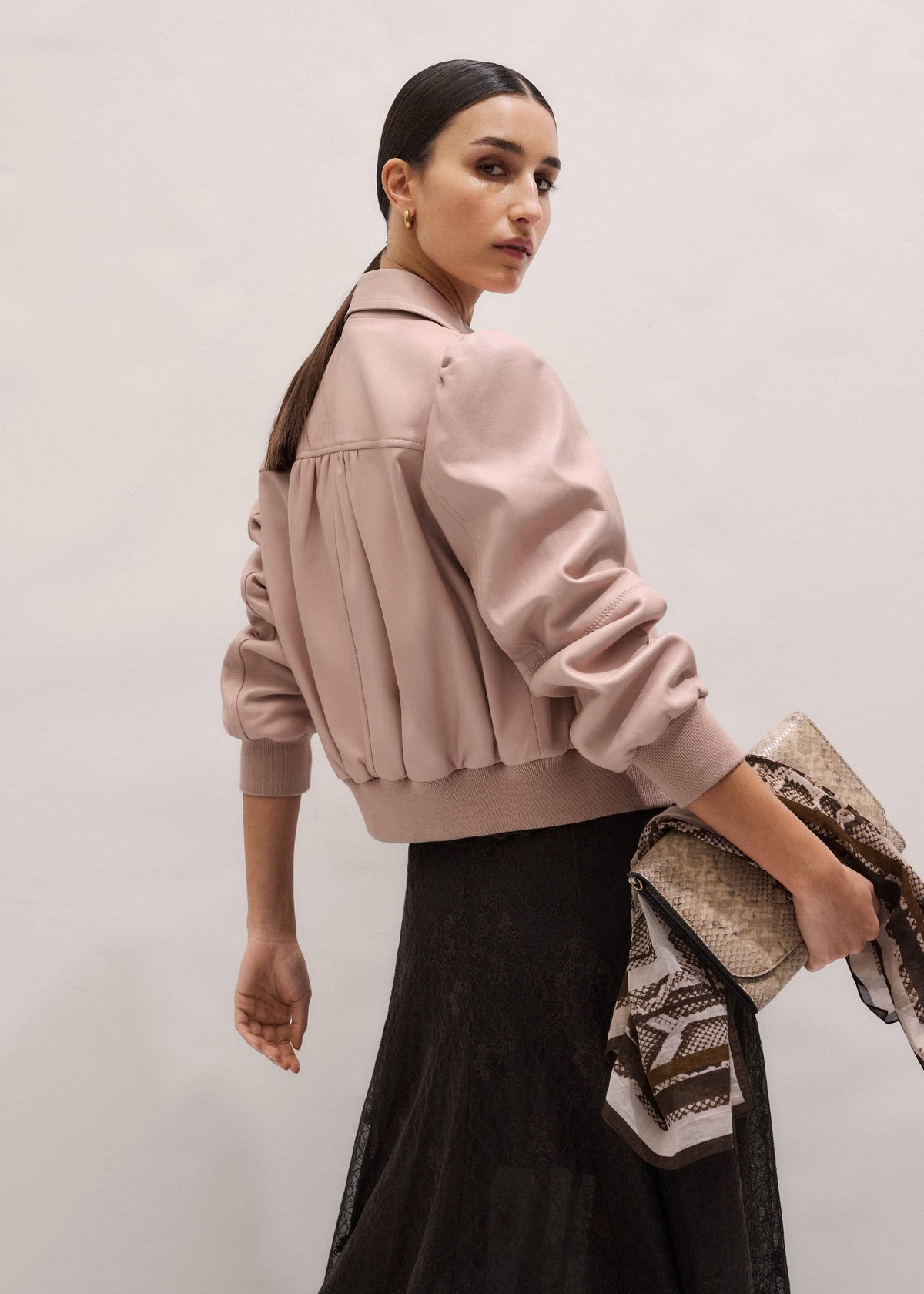 ME+EM Clothing Pink Luxe Feminine Bomber Jacket