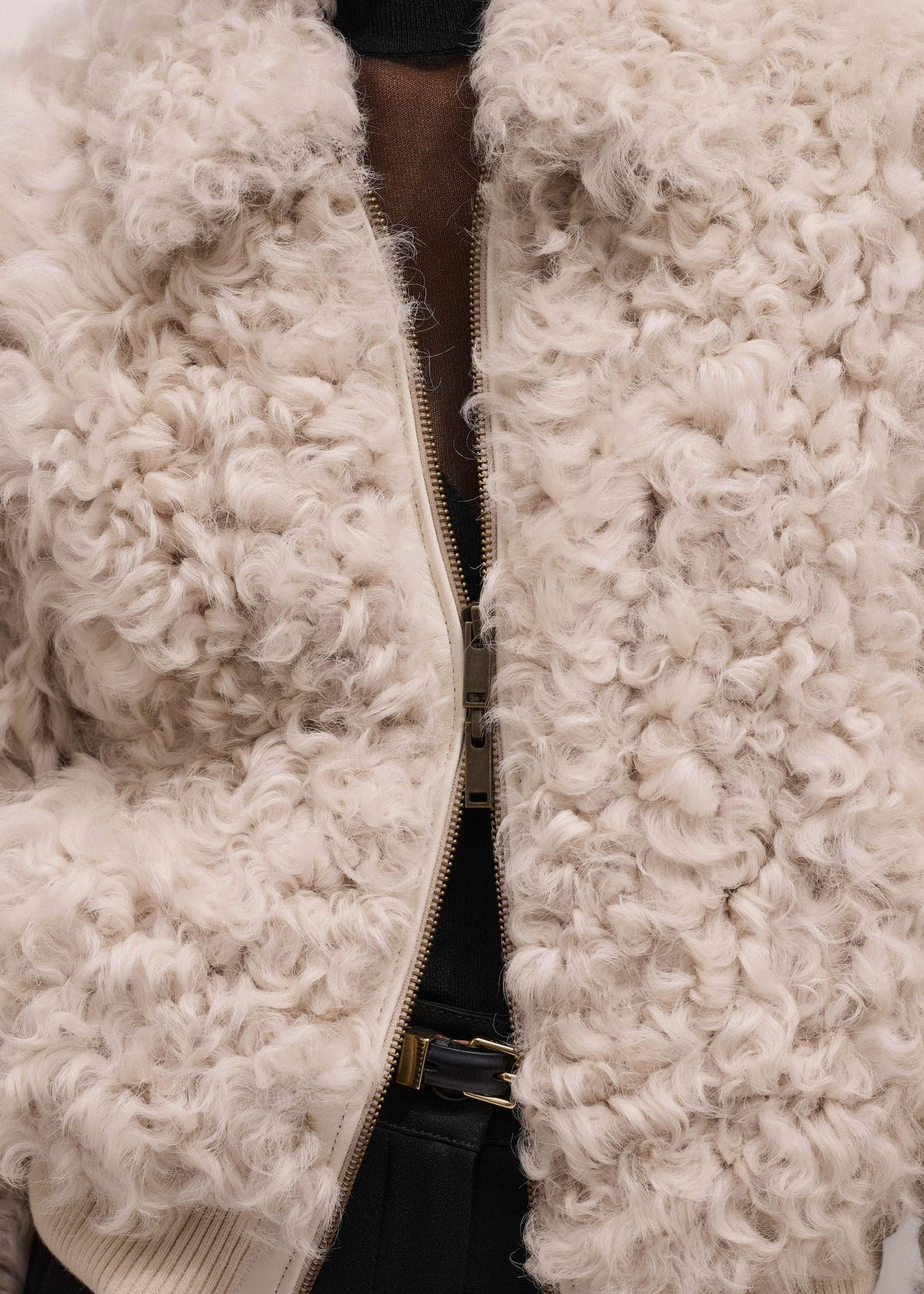 ME+EM Clothing Cream Luxe Shearling Bomber Jacket