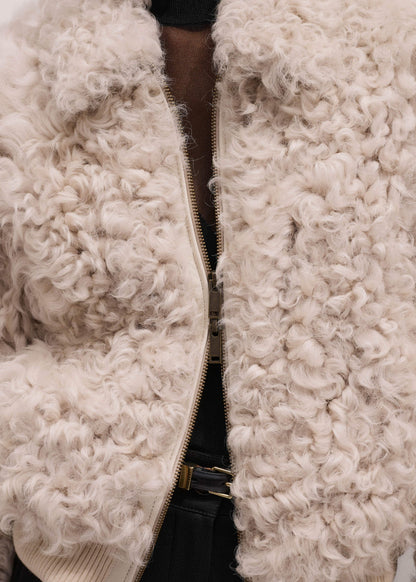 ME+EM Clothing Cream Luxe Shearling Bomber Jacket