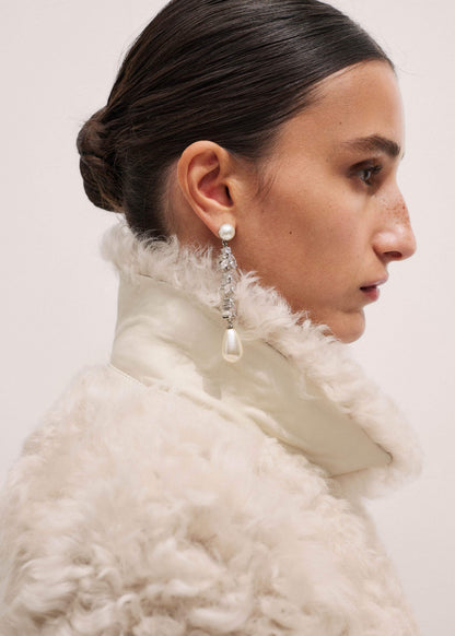 ME+EM Clothing Cream Luxe Shearling Bomber Jacket