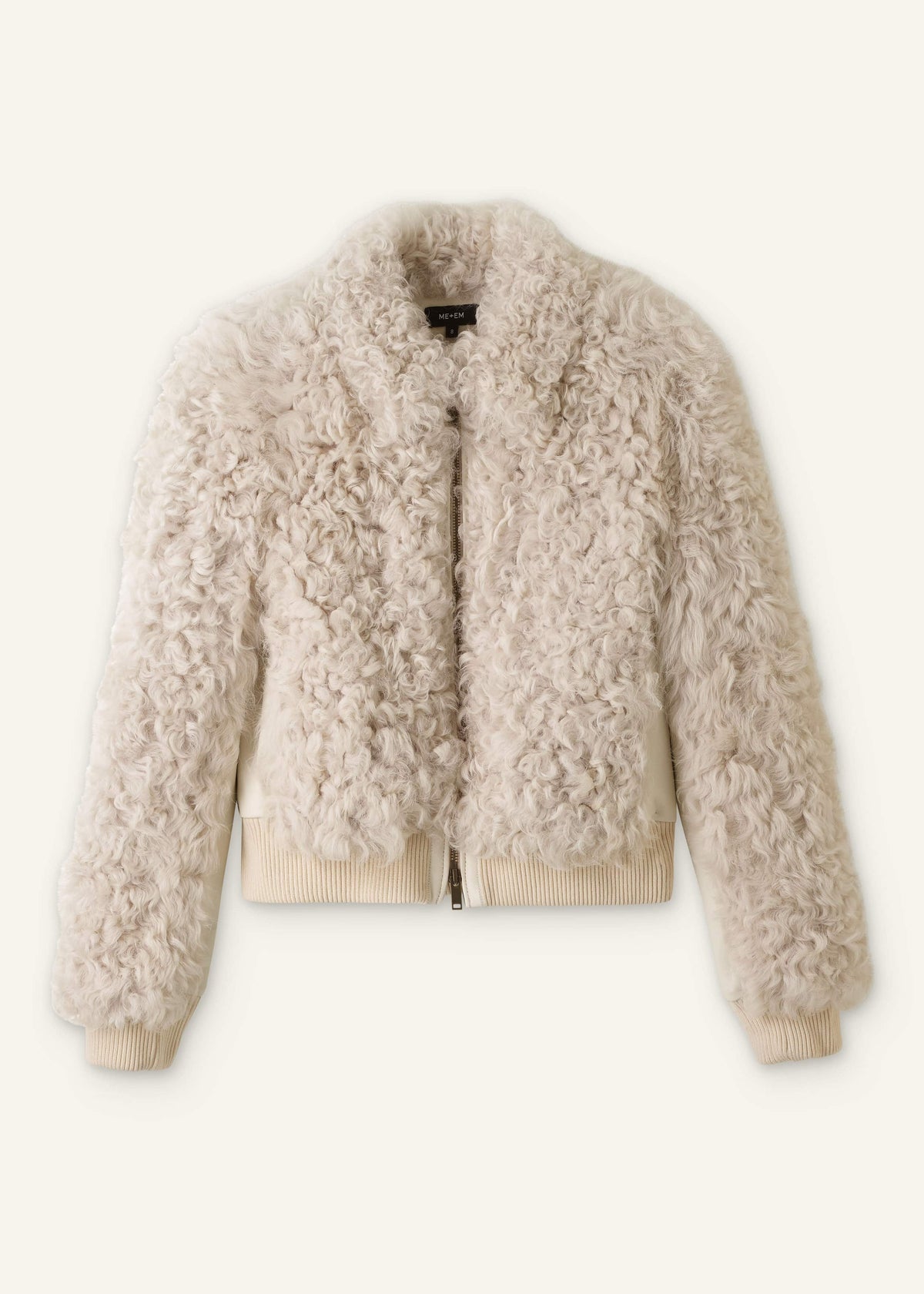 ME+EM Clothing Cream Luxe Shearling Bomber Jacket
