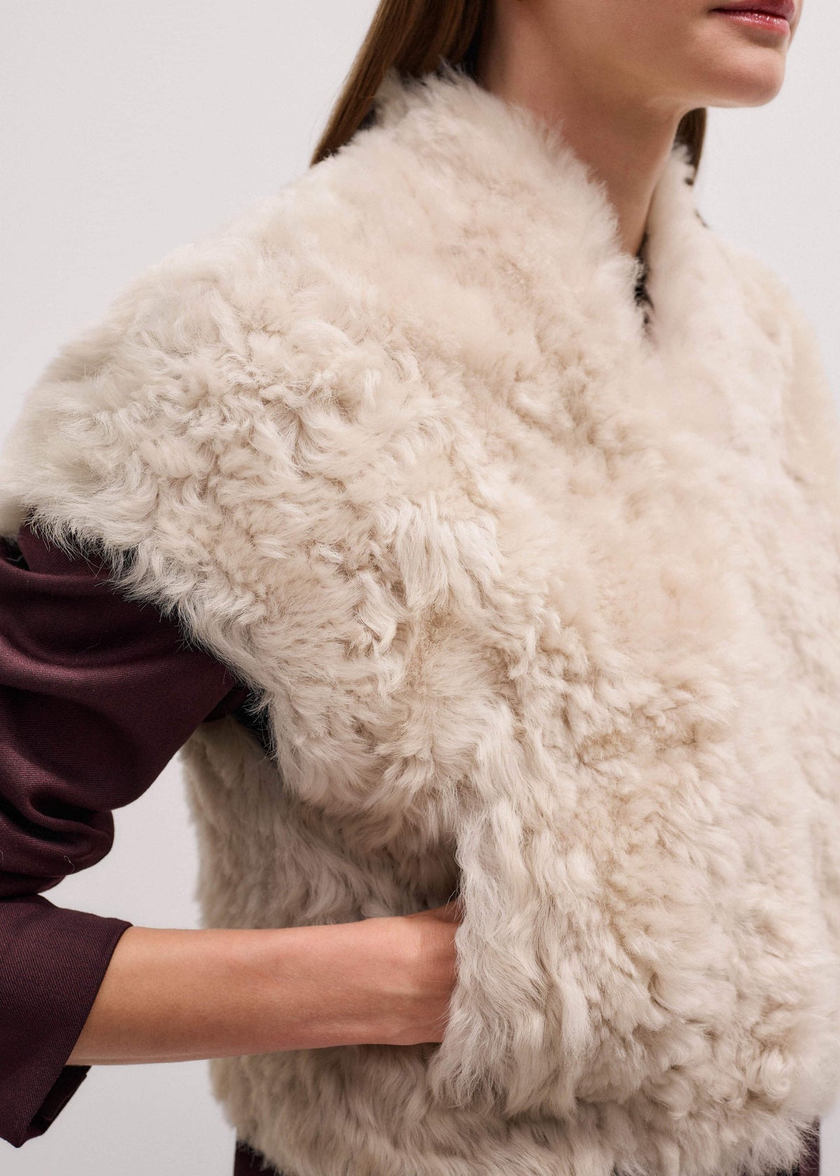 ME+EM Clothing Cream Shearling Evening Layering Shrug