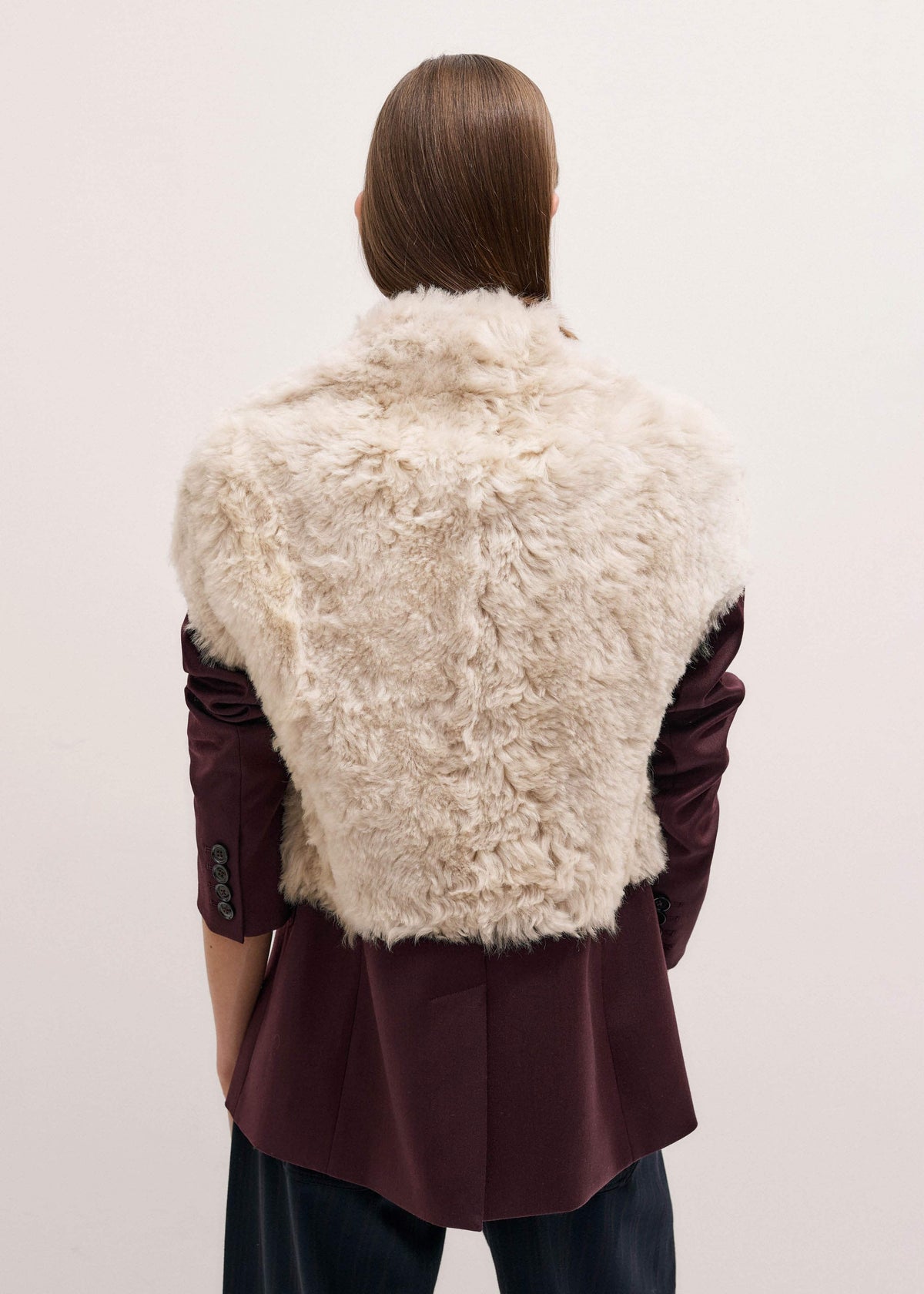 ME+EM Clothing Cream Shearling Evening Layering Shrug