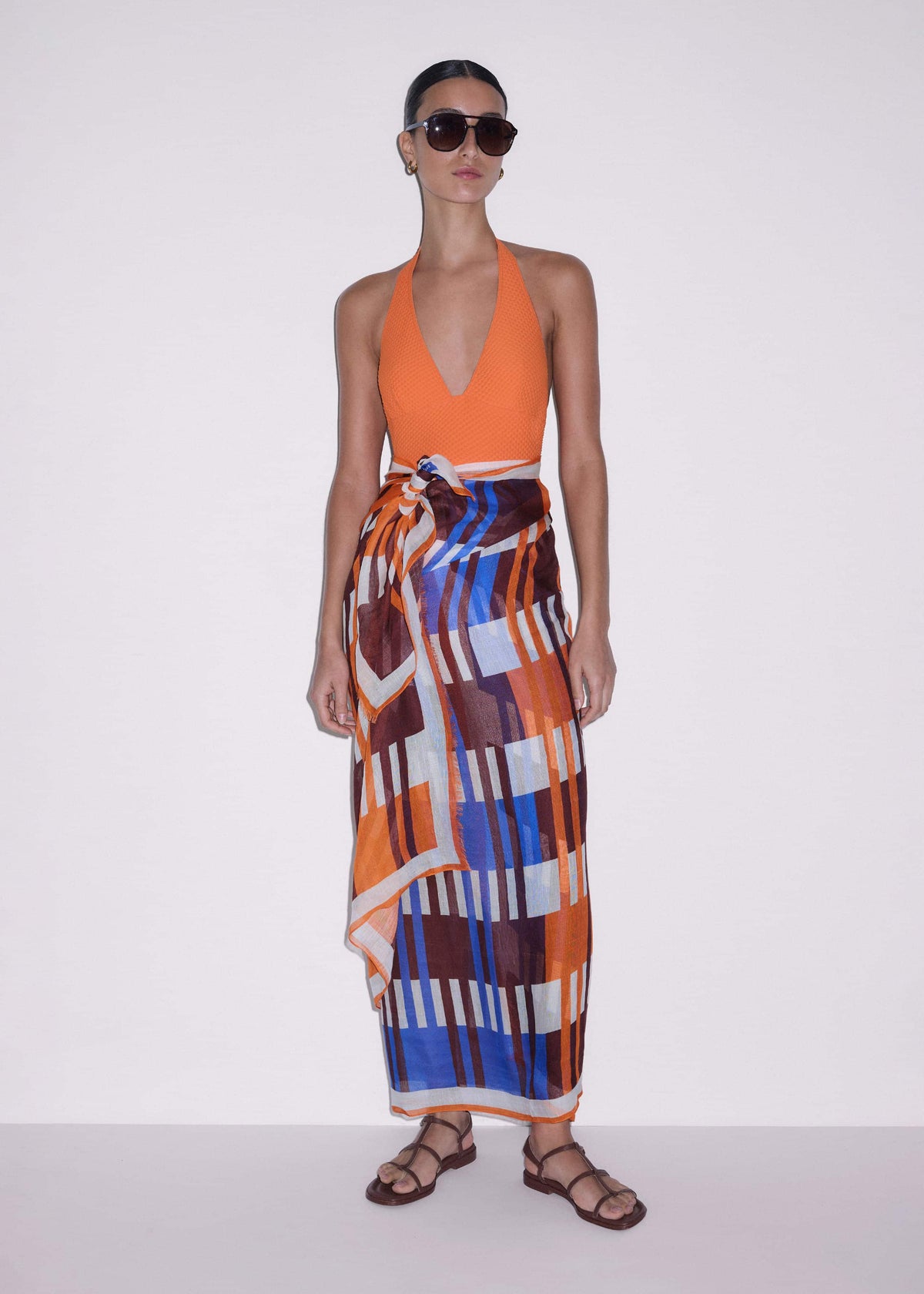 ME+EM Clothing Orange Halterneck Swimsuit