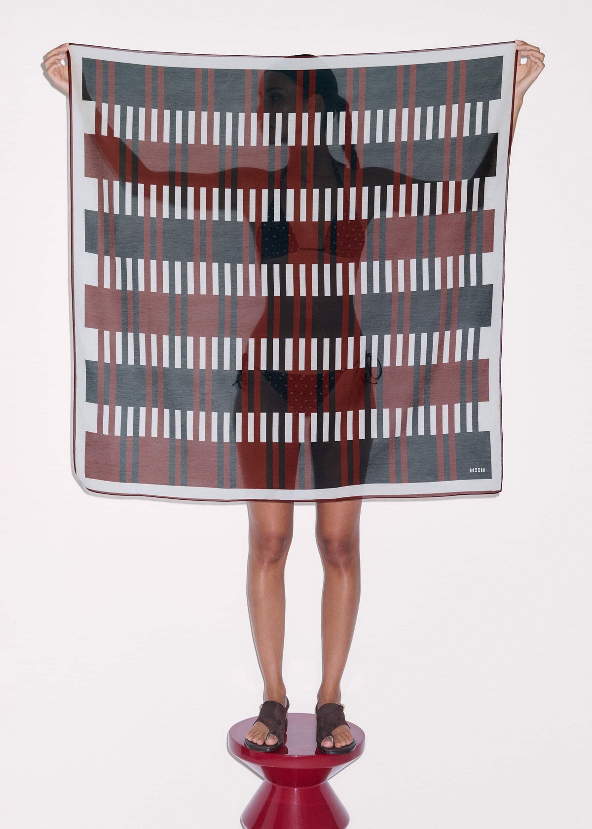 ME+EM Clothing|Accessories Cinnamon Brown Stripe Summer Scarf