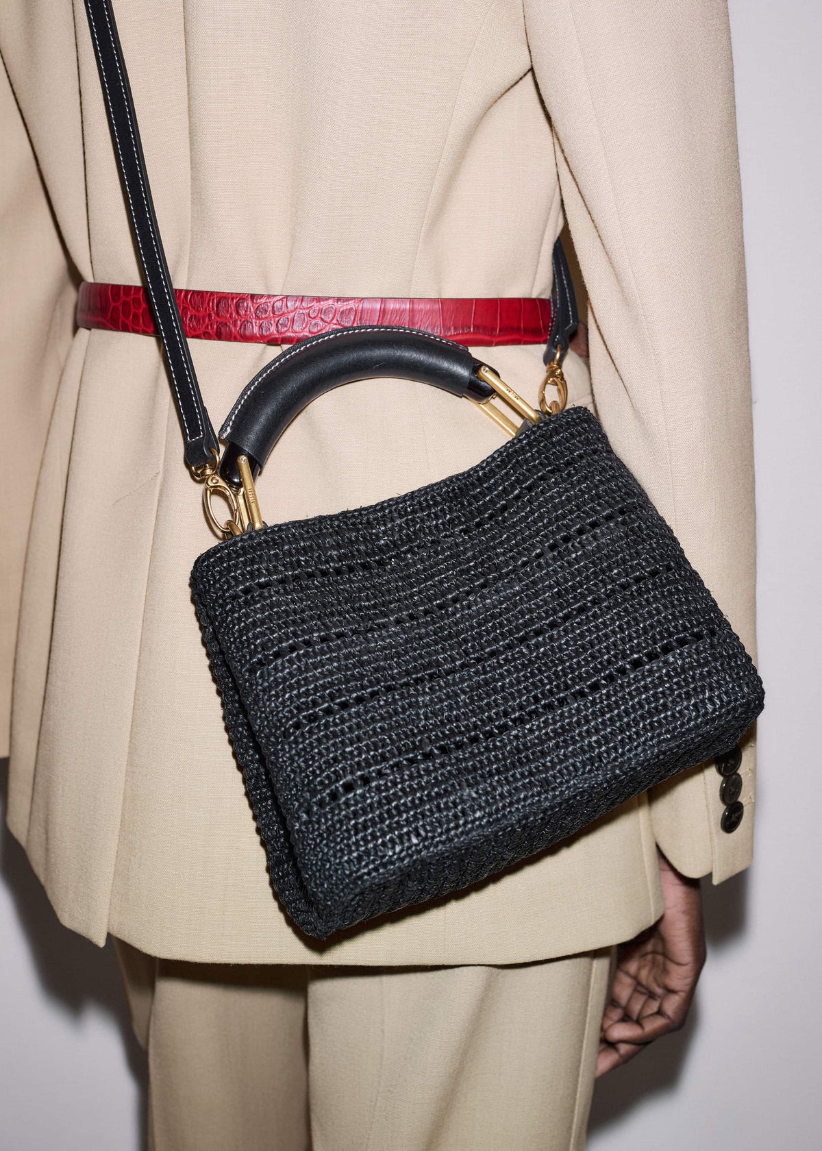 ME+EM Clothing|Accessories Black Raffia Mini Day Bag
