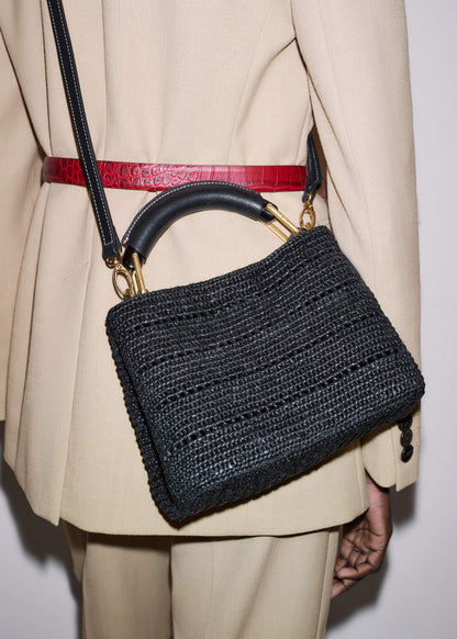 ME+EM Clothing|Accessories Black Raffia Mini Day Bag