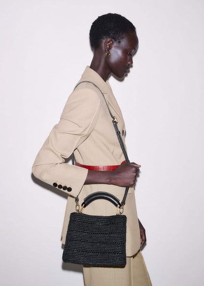 ME+EM Clothing|Accessories Black Raffia Mini Day Bag