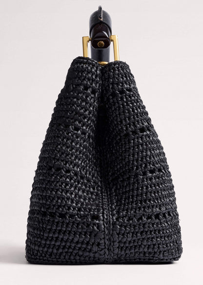ME+EM Clothing|Accessories Black Raffia Mini Day Bag