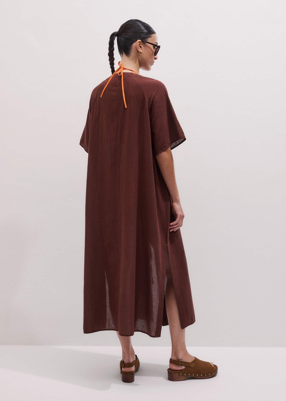 ME+EM Clothing Cinnamon Brown Tie Front Maxi Cover Up