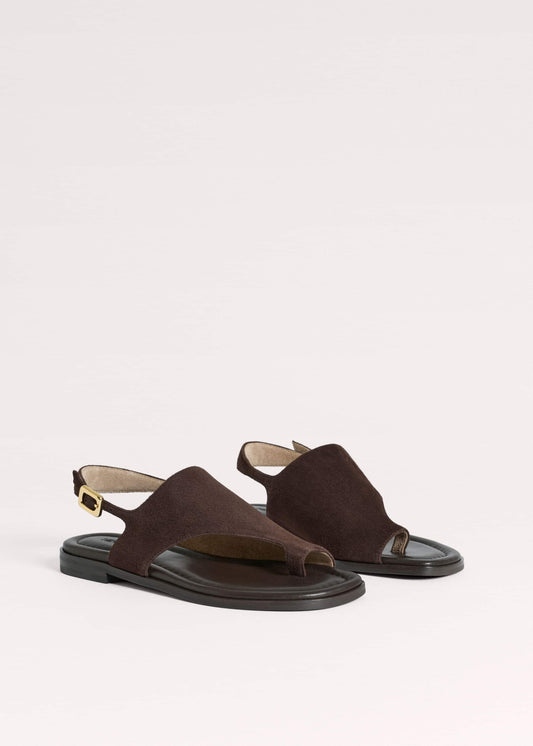 ME+EM Clothing|Accessories Brown Asymmetric Toe Loop Sandal