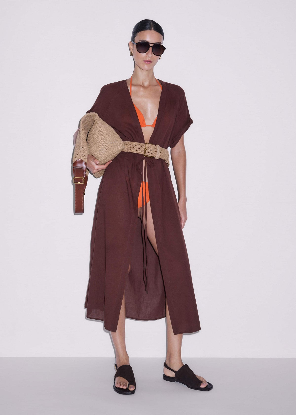 ME+EM Clothing|Accessories Tan Raffia Wide Summer Belt