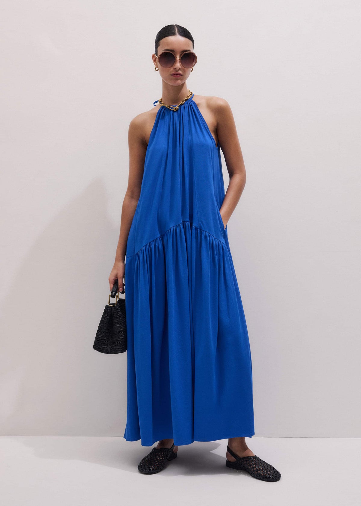 ME+EM Clothing Blue Halterneck Maxi Dress