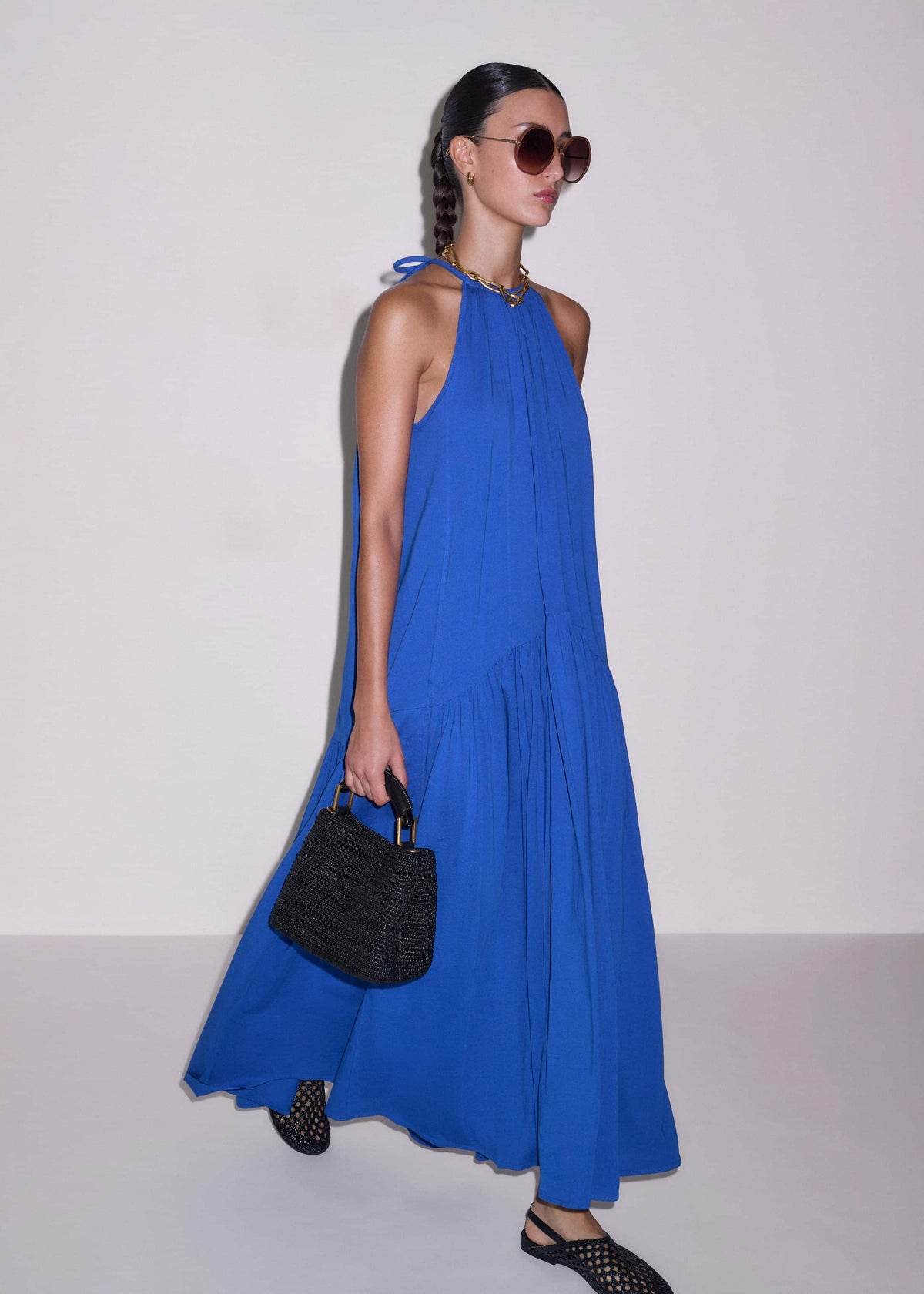 ME+EM Clothing Blue Halterneck Maxi Dress