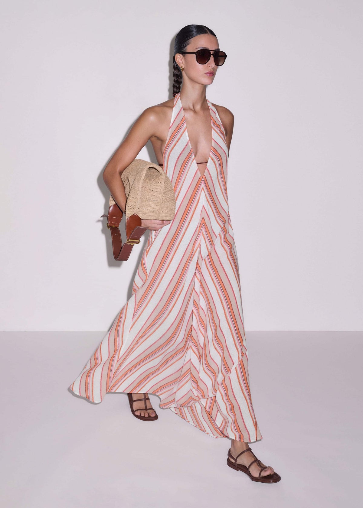 ME+EM Clothing Pink Halter Maxi Beach Dress