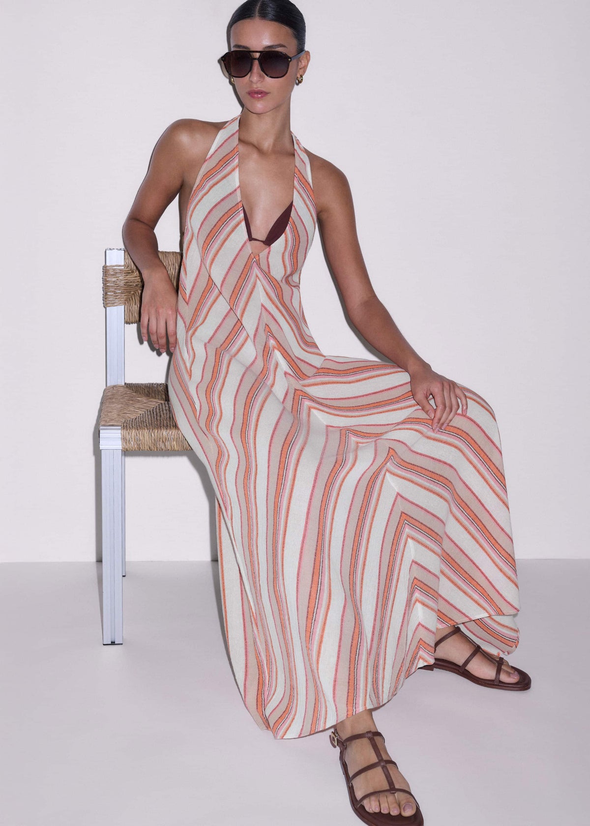 ME+EM Clothing Pink Halter Maxi Beach Dress