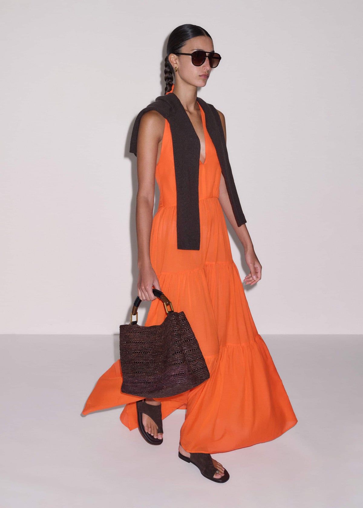 ME+EM Clothing Orange Tiered Maxi Beach Dress