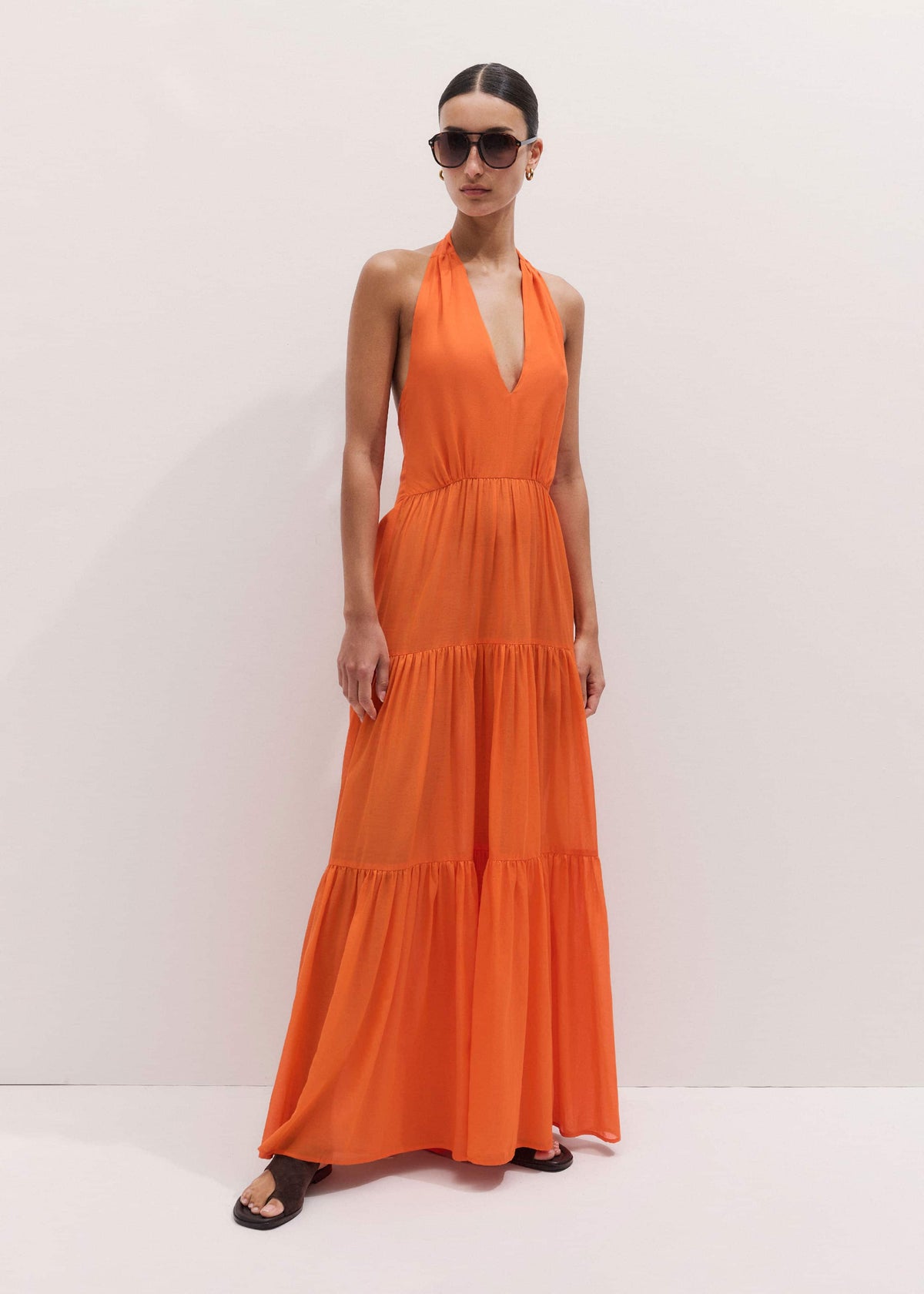 ME+EM Clothing Orange Tiered Maxi Beach Dress