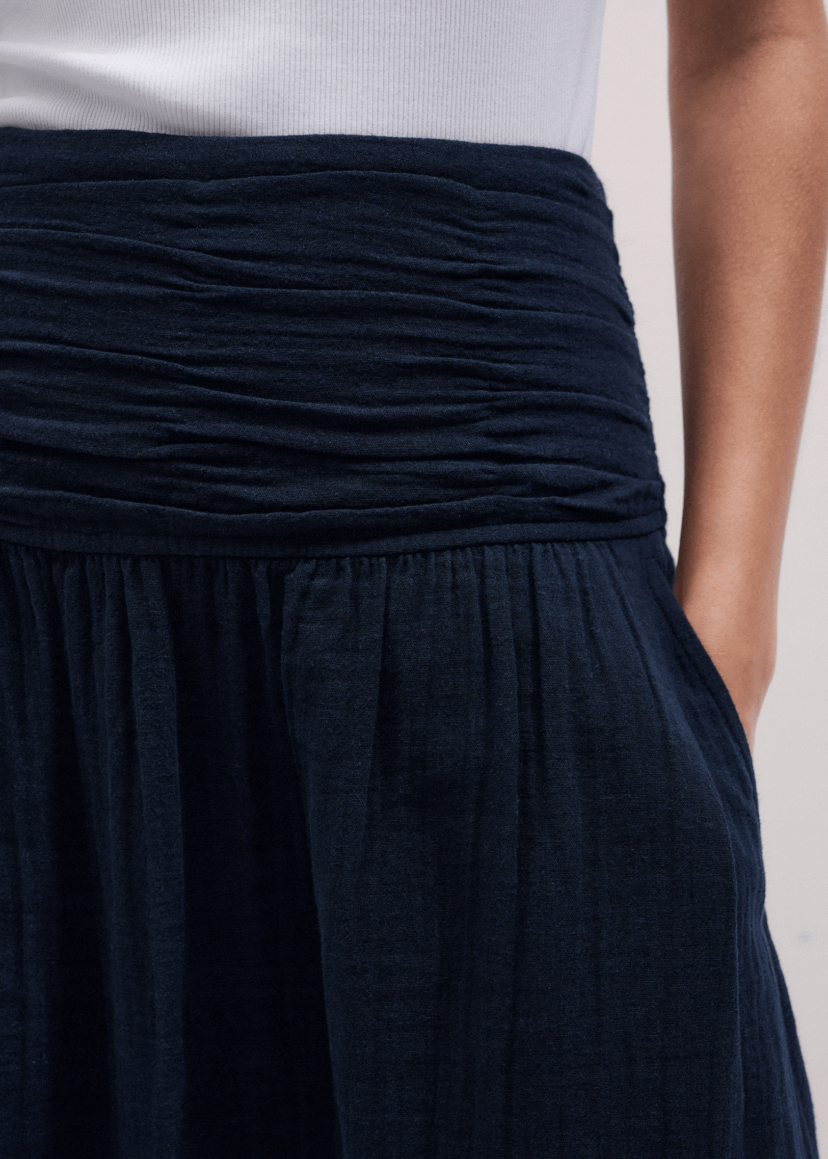 ME+EM Clothing Navy Cheesecloth Relaxed Maxi Skirt