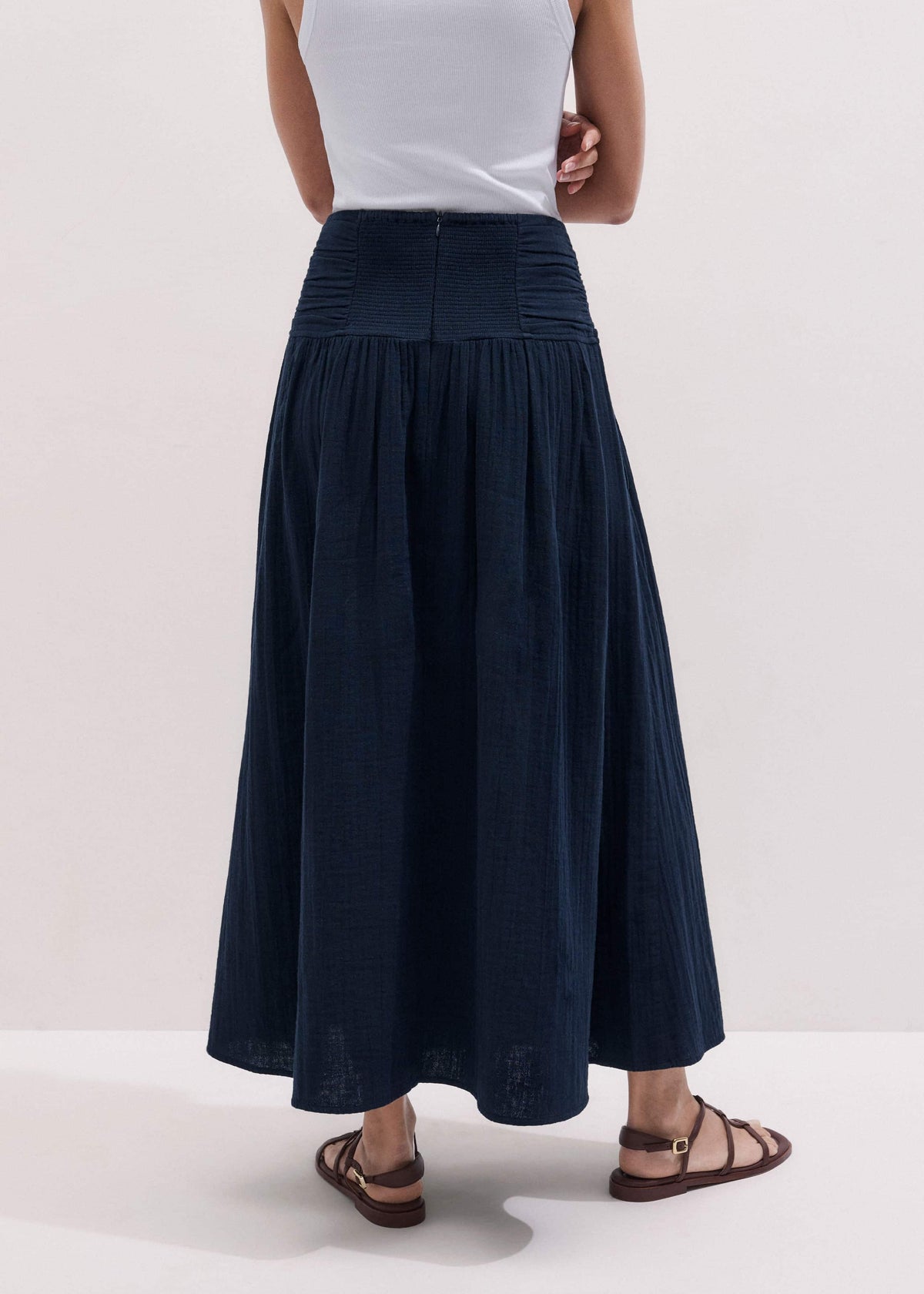 ME+EM Clothing Navy Cheesecloth Relaxed Maxi Skirt