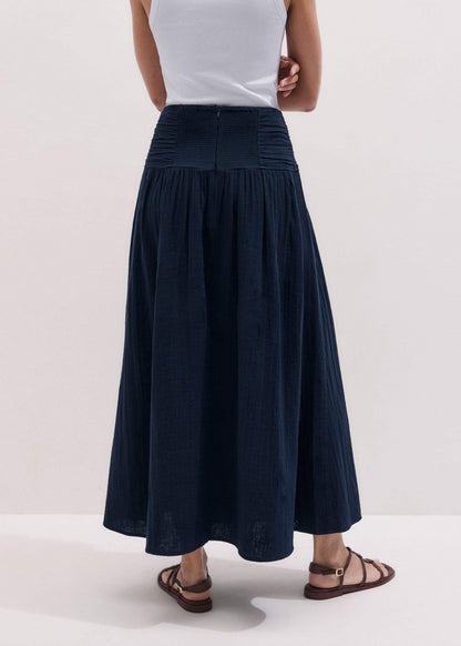 ME+EM Clothing Navy Cheesecloth Relaxed Maxi Skirt