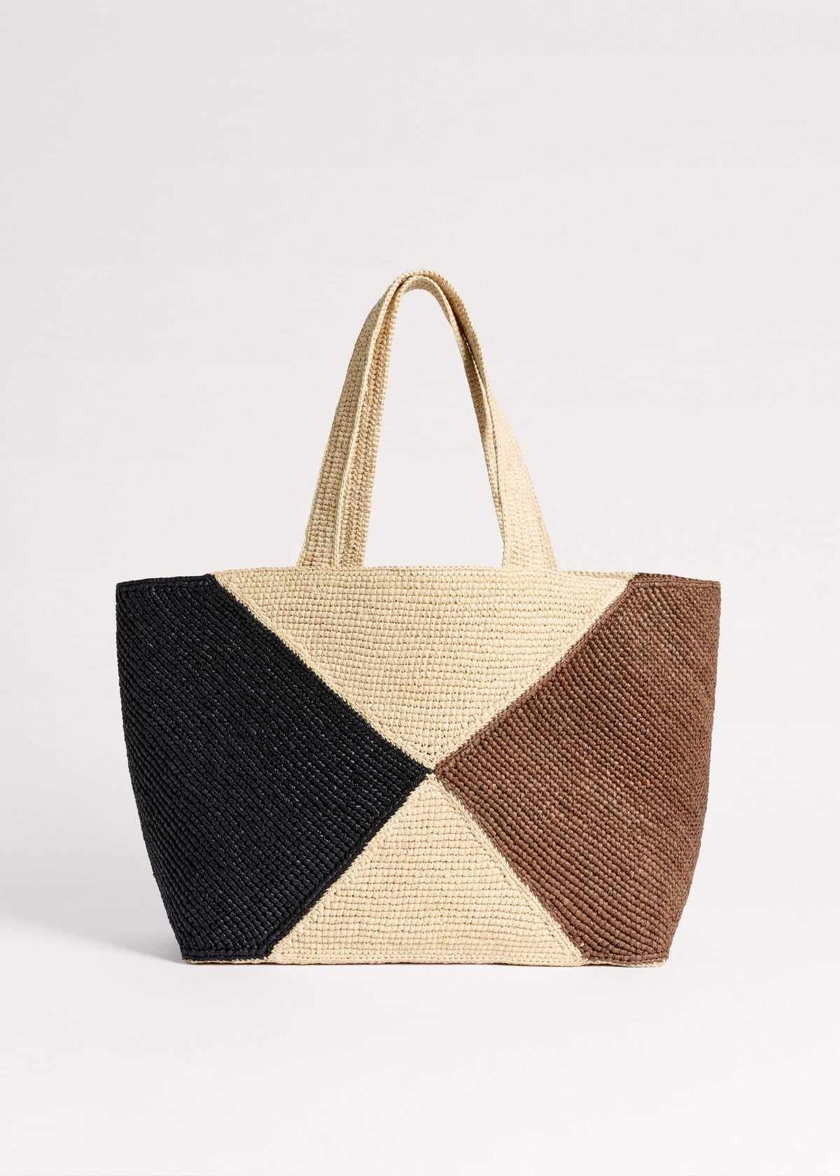 ME+EM Clothing|Accessories Brown Contrast Raffia Tote Bag