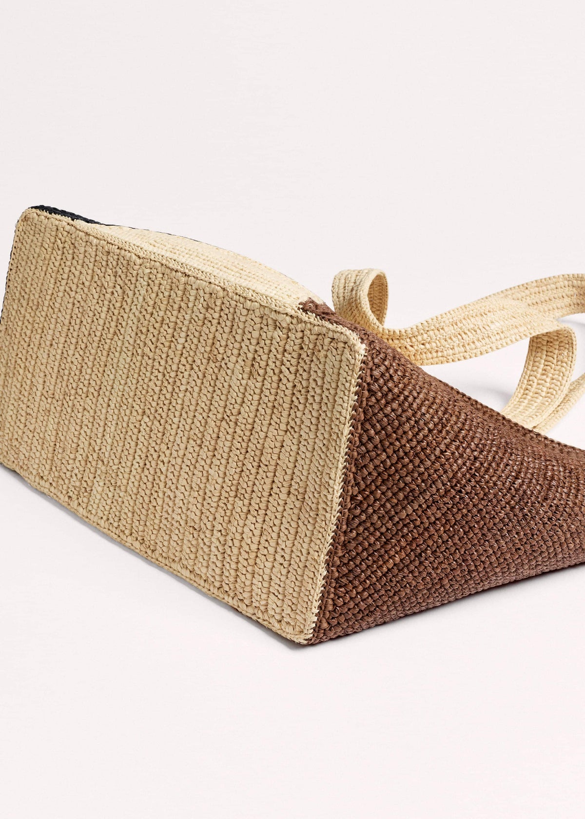 ME+EM Clothing|Accessories Brown Contrast Raffia Tote Bag